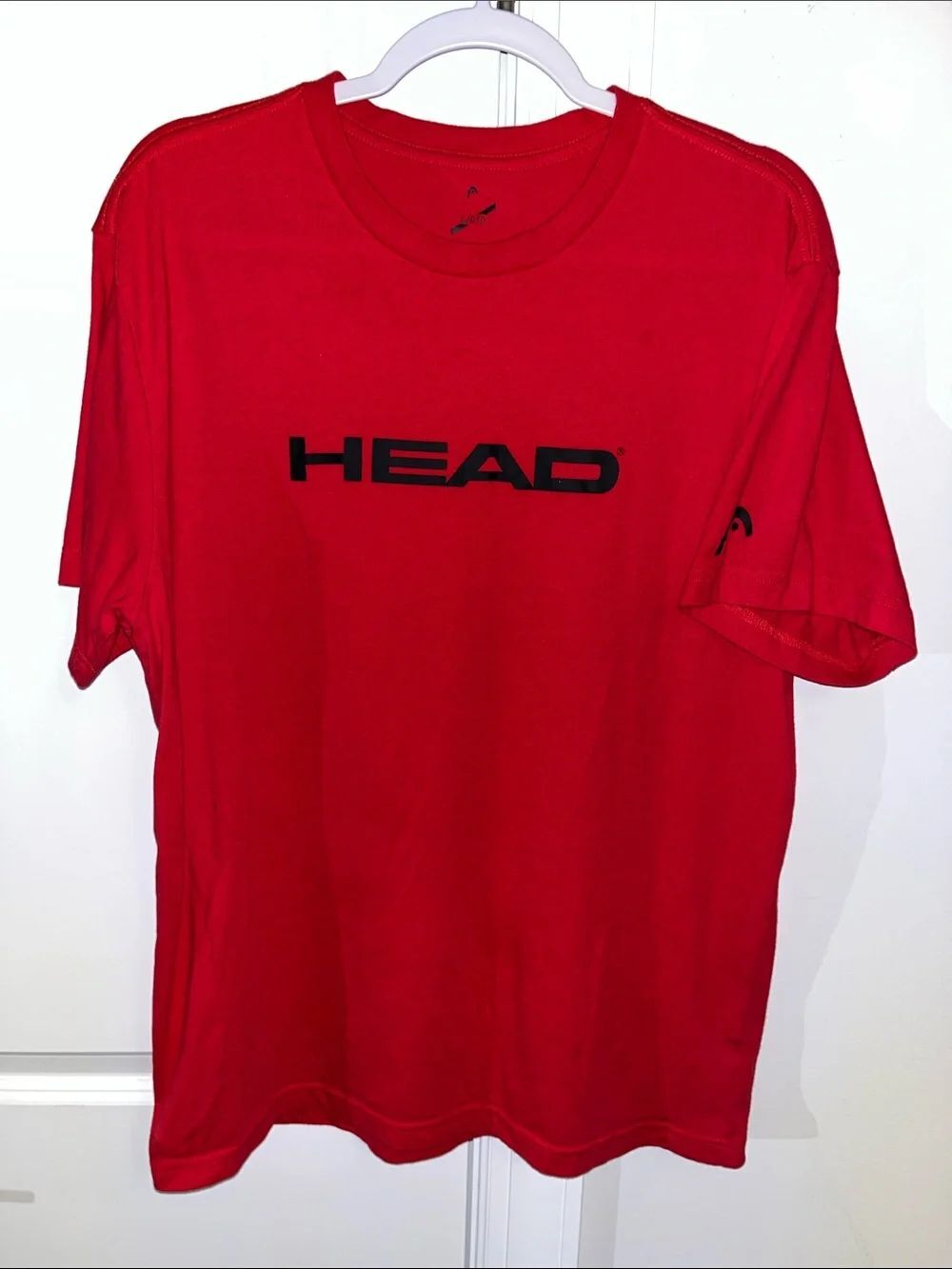 Head Mens Red Black Print Tennis Pickleball T Shirt L